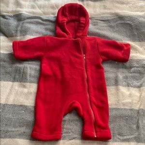 Red Fleece Baby Outdoor Sweater Onesie